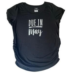Motherhood Women’s Short Sleeve Maternity T-shirt Size XL, Black, Due In May